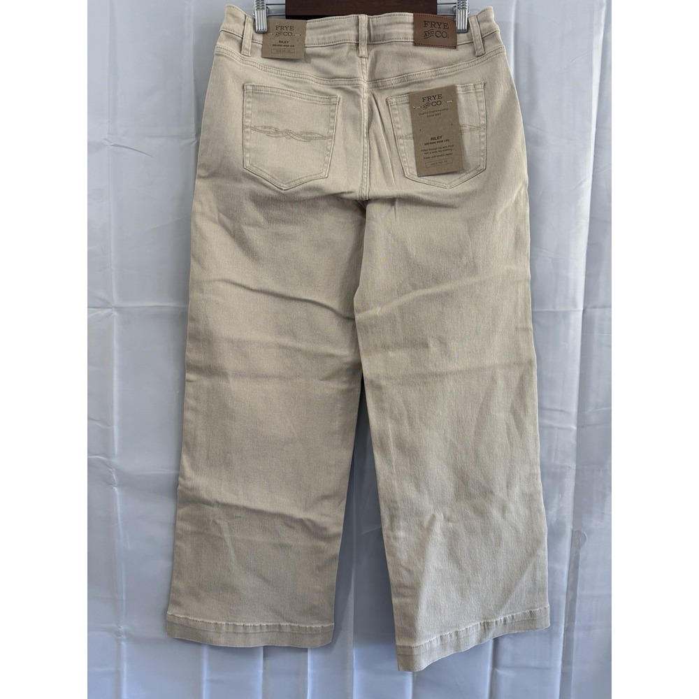 FRYE Anthropologie Womens 12 35x30 Pants Riley Wide Leg Khaki Mid Rise New Tags - Picture 4 of 12